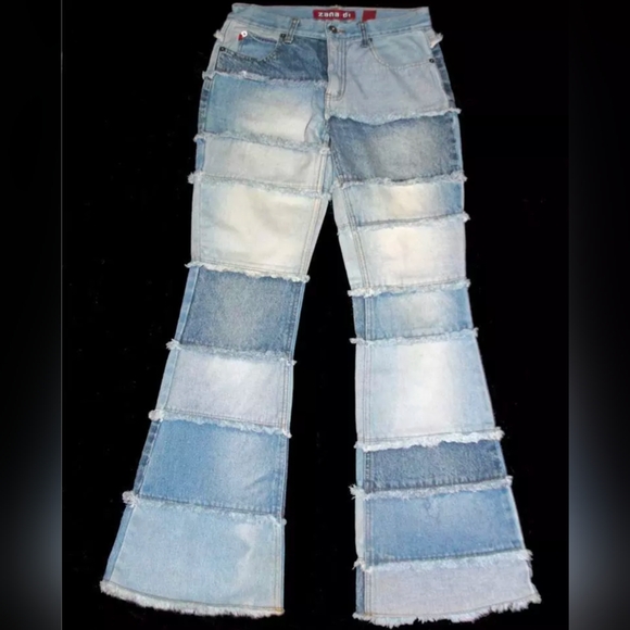 Vtg '00s Zana di patchwork flare jeans size 11 - Picture 4 of 13